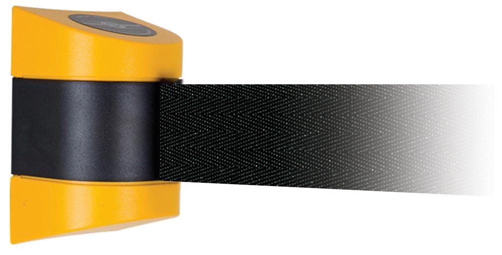 Wandkassette mit Rollgurt, Wandfixierung inkl. Wandanschluss, Gehäuse Kunststoff Gelb, Gurt 4,60 m, schwarz