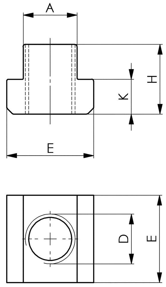 T-Nutenstein (DIN 508) Werksnorm T-Nut 16 mm M14