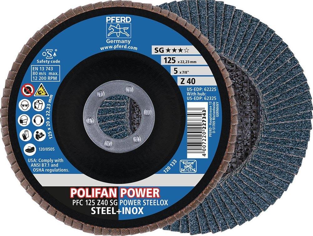 Fächerscheibe POLIFAN Z SG POWER STEELOX Ø 125 mm Körnung 40 INOX Zirkonkorund Ausführung flach
