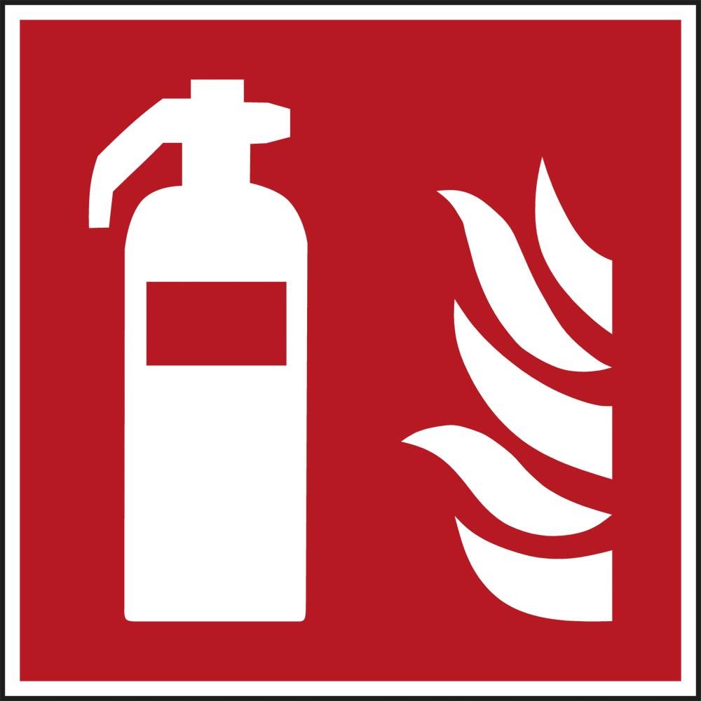 Hinweisschild, Brandschutzkennzeichnung, Feuerlöscher, Alu lnl, 200x200 mm, DIN EN ISO 7010