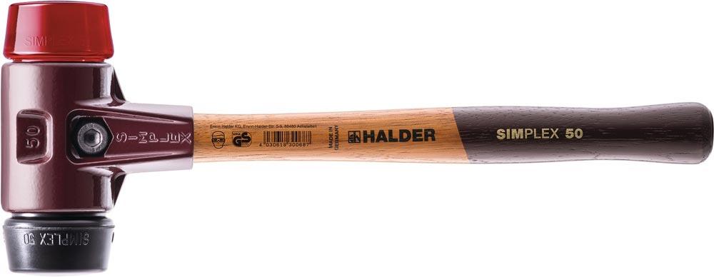 Schonhammer SIMPLEX Länge 330 mm Kopf-Ø 40 mm mittelhart/hart Holz Gummi schwarz/Plastik rot