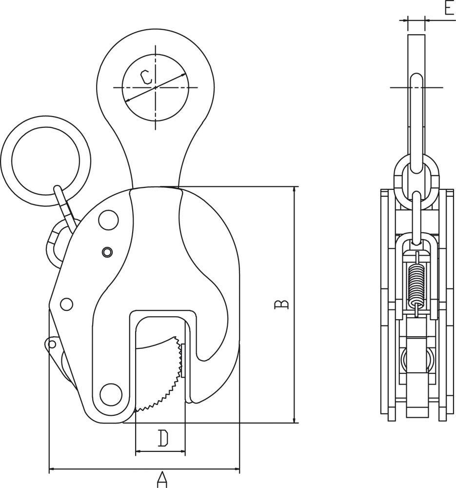 Blechgreifer, starr, mit Sicherheitsarretierung, Traglast 2000 kg