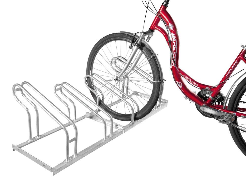 Fahrradständer, Stahl verzinkt, einseitig, 4er-Stand, Radabst. 350 mm, Gesamtl. 1400 mm