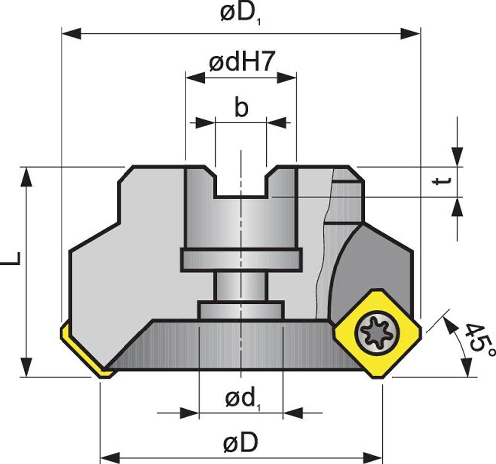 Planfräser Nenn-Ø 50 mm vernickelt mit Innenkühlung Schneidenanzahl 4 SE.. 1204 AF