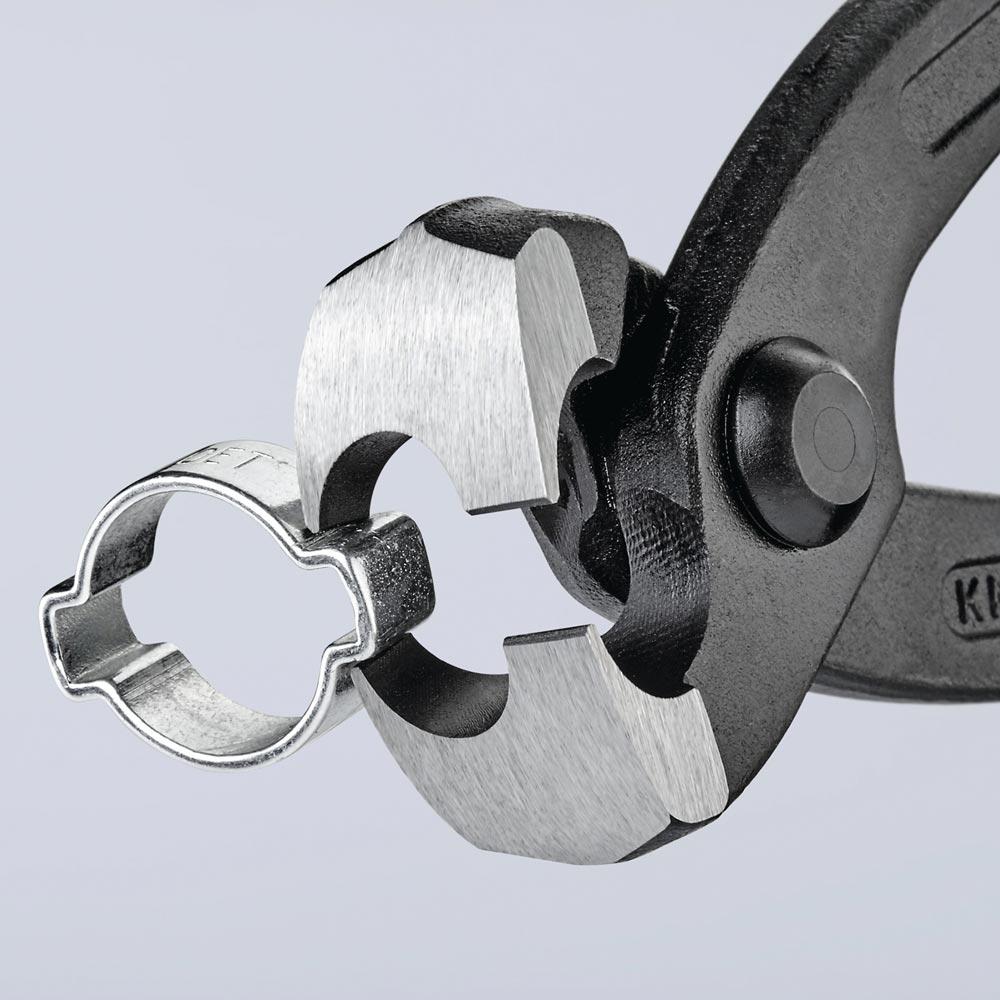 Ohrklemmenzange Gesamtlänge 220 mm Kopf schwarz atramentiert Kunststoff-Überzug seitliche Pressnase Ohrklemmenzange Gesamtlänge 220 mm Kopf schwarz atramentiert Kunststoff-Überzug seitliche Pressnase
