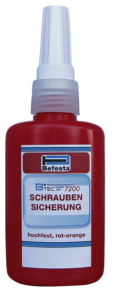 Schraubensicherung Btec 7200, 50 ml-Flasche, hochf. Edelstahl, rot/orange