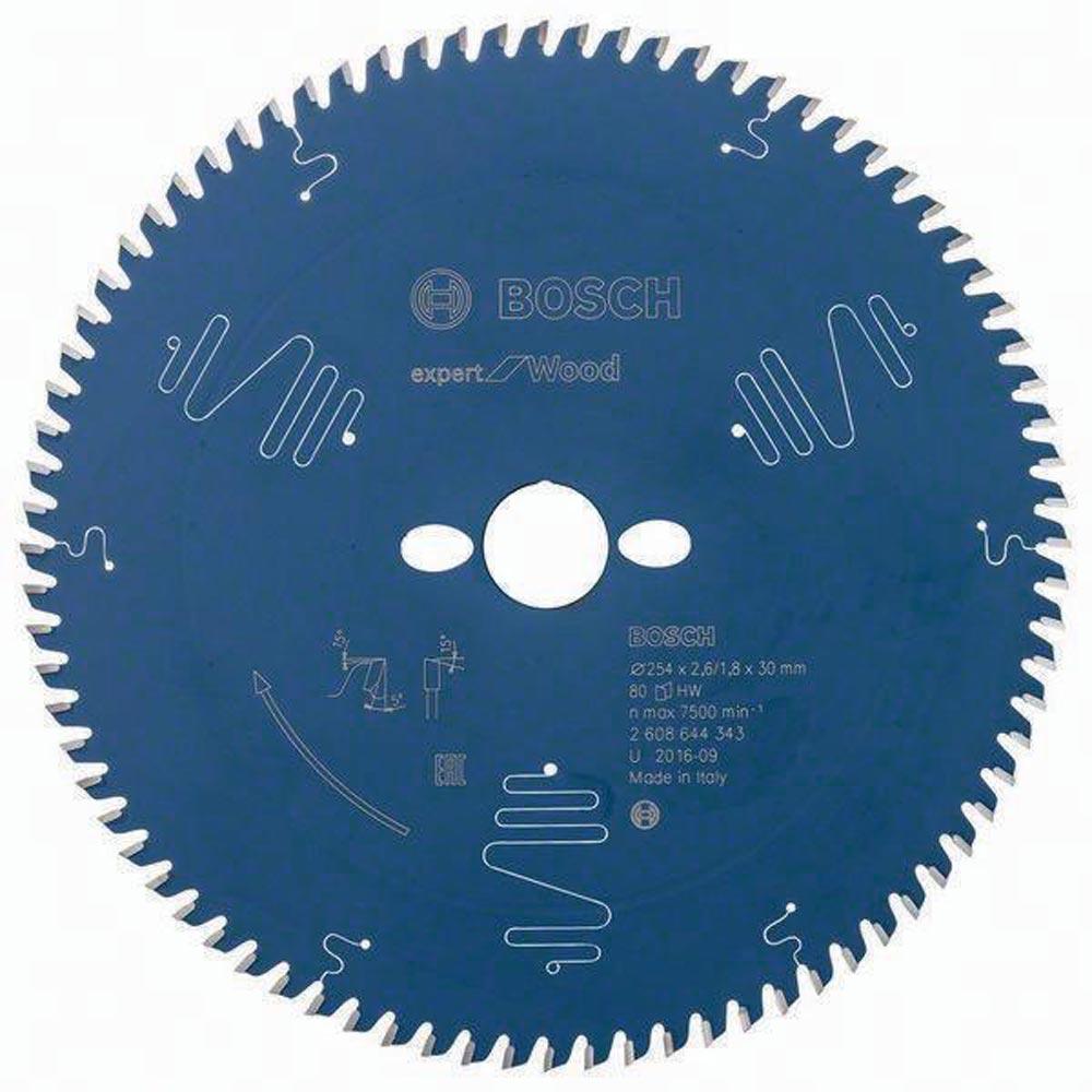 Kreissägeblatt Außen-Ø 254 mm Zähnezahl 80 WZ Bohrung 30 mm Schnittbreite 2,6 mm HM