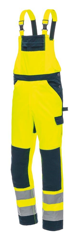 MOTION TEX VIZ, Warnschutz - Latzhose, neongelb/marineblau, Gr. 68
