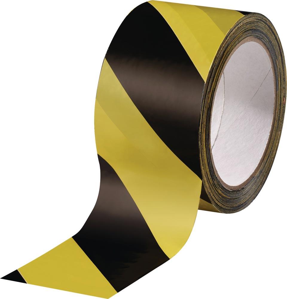 Warnmarkierungsband PVC schwarz/gelb Länge 66 m Breite 60 mm Rolle