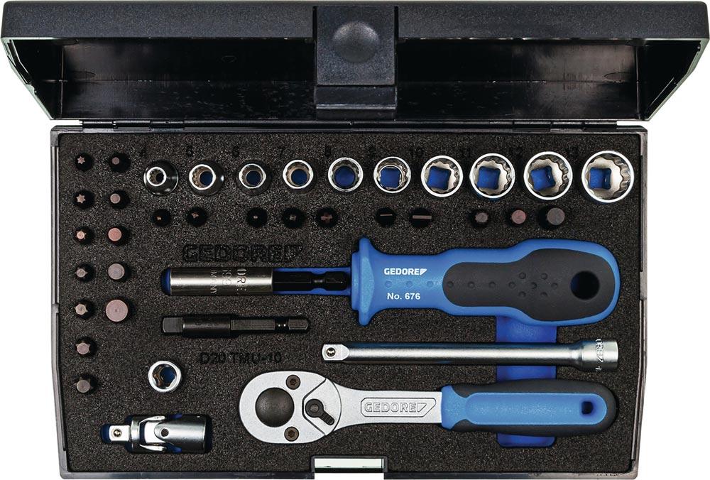 Steckschlüsselsatz D 20 TMU-10 40-teilig 1/4  Schlüsselweiten 4-13 mm Anzahl Zähne 24 12-Kant Steckschlüsselsatz D 20 TMU-10 40-teilig 1/4  Schlüsselweiten 4-13 mm Anzahl Zähne 24 12-Kant