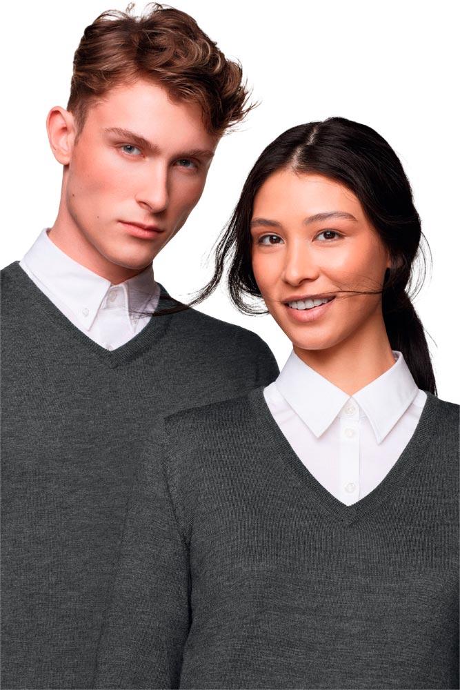 V-Kragen Pullover, Farbe anthrazit-meliert, Gr. L