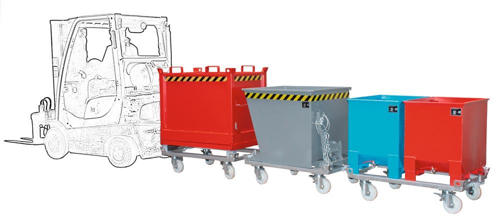Kippbehälter, Stahl, LxBxH 1230x875x530 mm, Volumen 0,3 cbm, Traglast 750 kg, verzinkt