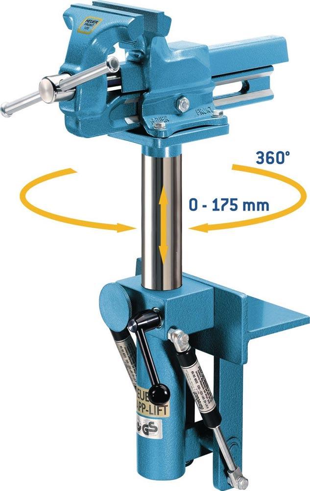 Abklapp- und Höhenverstellgerät für Backenbreite 120 mm abklappbar 360 drehbar