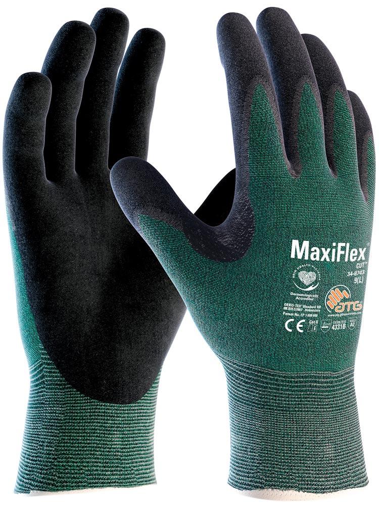 Schnittschutz-Handschuhe MaxiFlex Cut 34-8743, Farbe grün/schwarz, Gr. 12