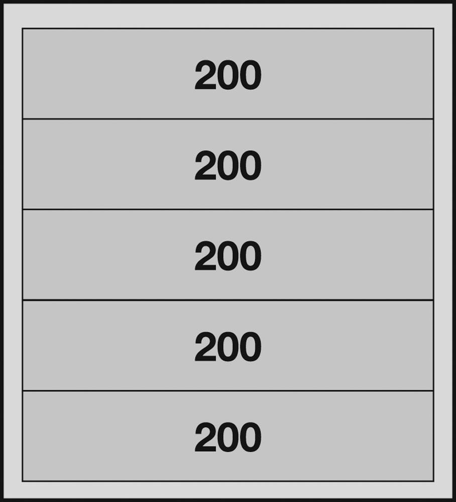 Schubladenblock, 5 Schubladen 5x200 mm, BxTxH 1000x500x1100 mm, Korpus/Schubladen RAL 7035 lichtgrau