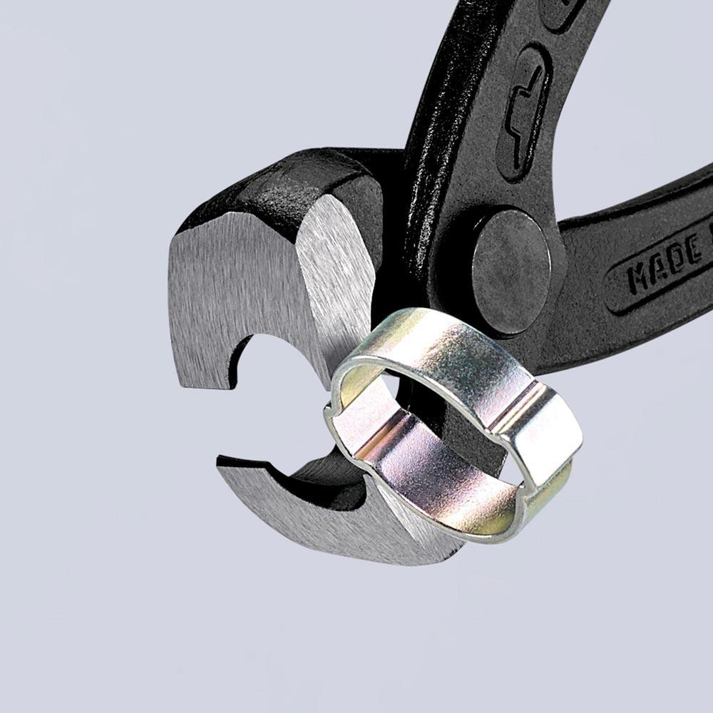 Ohrklemmenzange Gesamtlänge 220 mm Kopf schwarz atramentiert Kunststoff-Überzug seitliche Pressnase Ohrklemmenzange Gesamtlänge 220 mm Kopf schwarz atramentiert Kunststoff-Überzug seitliche Pressnase