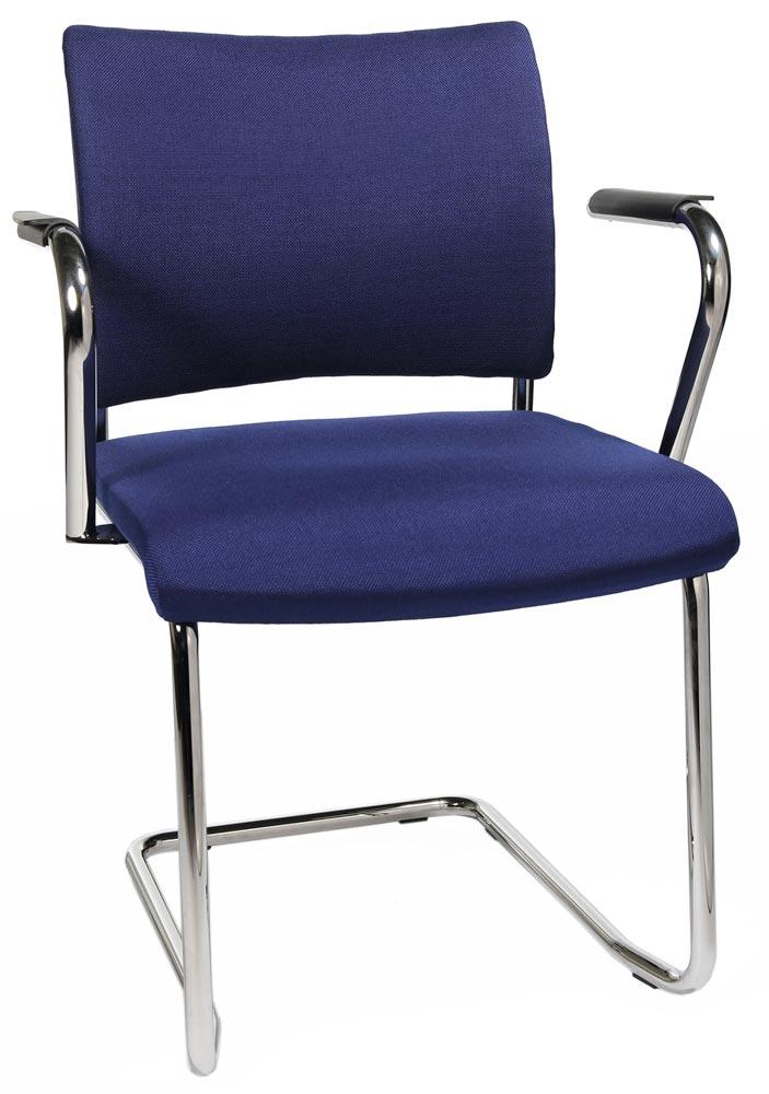 Freischwinger, Sitz-BxTxH 480x450x450 mm, Gesamthöhe 850 mm, Gestell verchromt, Sitz- + Rückenpolster royalblau, VE 2 Stück