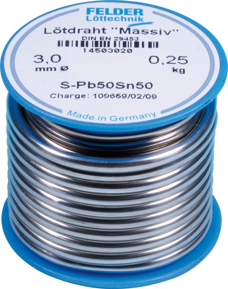 Lötdraht, massiv, Lötdrahtdurchmesser 3,0 mm, Sn50 Pb50, Spule 250 g
