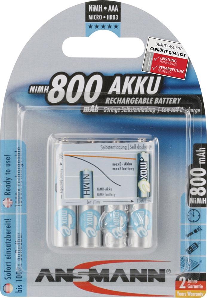 Akkuzelle maxE 1,2 V 800 mAh R03-AAA-Micro HR03 4 4St./Blister