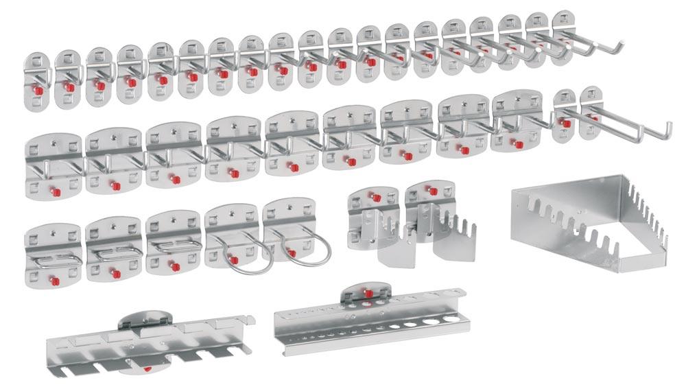 Hakensystem 40-teilig, ähnlich. RAL 9006 aluminium