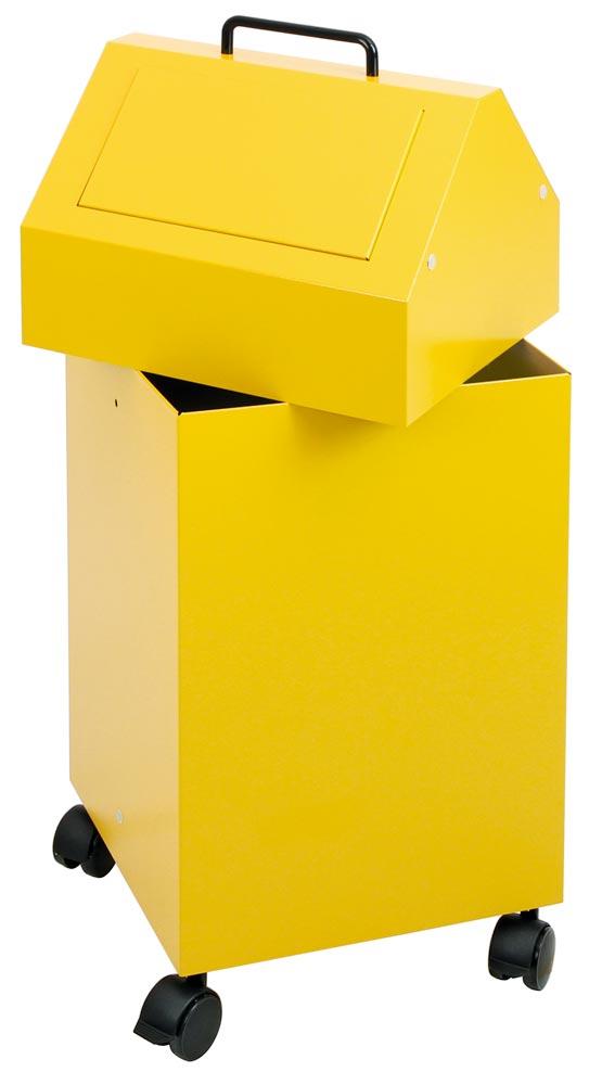 Abfallsammelbehälter, fahrbar, Volumen 45 Liter, BxTxH 330x310x710 mm, RAL 1003 signalgelb