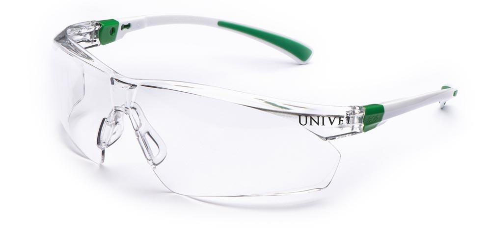 Schutzbrille 506 UP EN 166, EN 170 Bügel weiß grün, Scheibe klar Polycarbonat