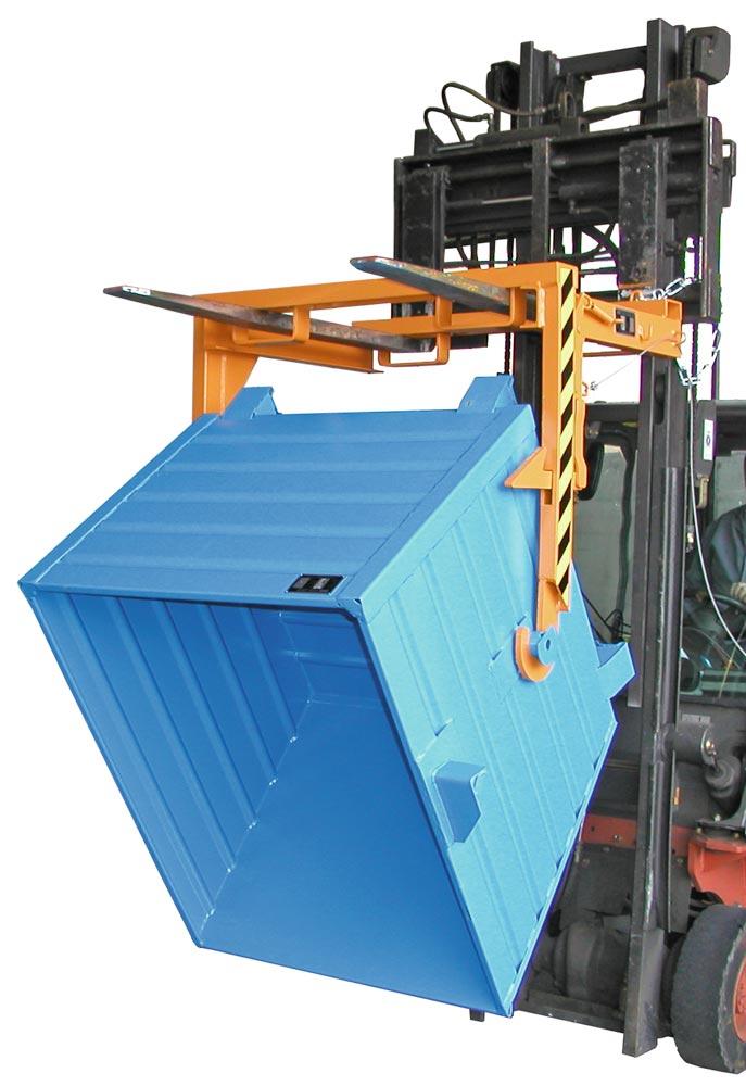 Stapel-Muldenkippbehälter, Volumen 0,3 cbm, LxBxH 800x600x600 mm, Traglast 500 kg, RAL 3000 feuerrot