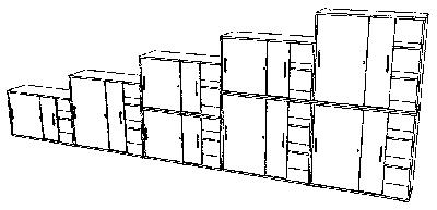 Anstellcontainer, BxTxH 400x800x720-760, 4 Fächer, lichtgrau