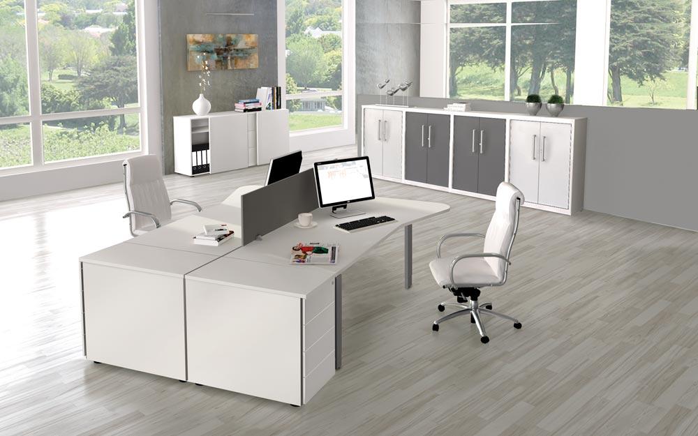 Anbau-Schreibtisch, BxTxH 1000x600x680-820 mm, 4-Fuß-Gestell alusilber, Schwebeplatte graphit, inkl. Kabelkanal