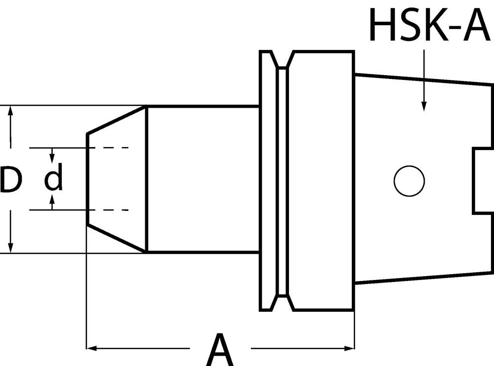 Flächenspannfutter DIN 69893A Weldon Spann-Ø 10 mm HSK-A63 Auskraglänge 65 mm