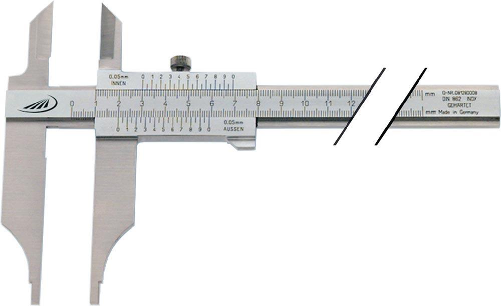 Werkstattmessschieber DIN 862 300 mm mit Messerspitzen parallaxfreie Ablesung Schnabellänge 90 mm