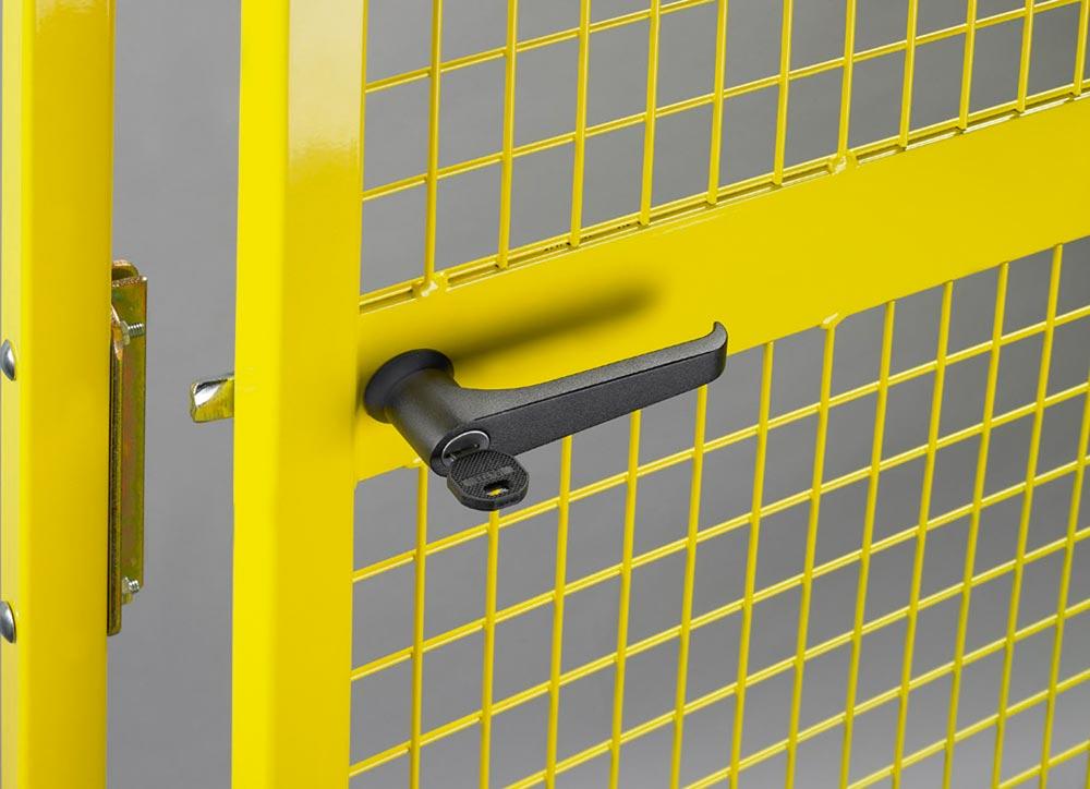 Doppel-Flügeltür für Maschinenschutzgitter, abschließbar, BxH 2000x2000 mm, RAL 1018 zinkgelb