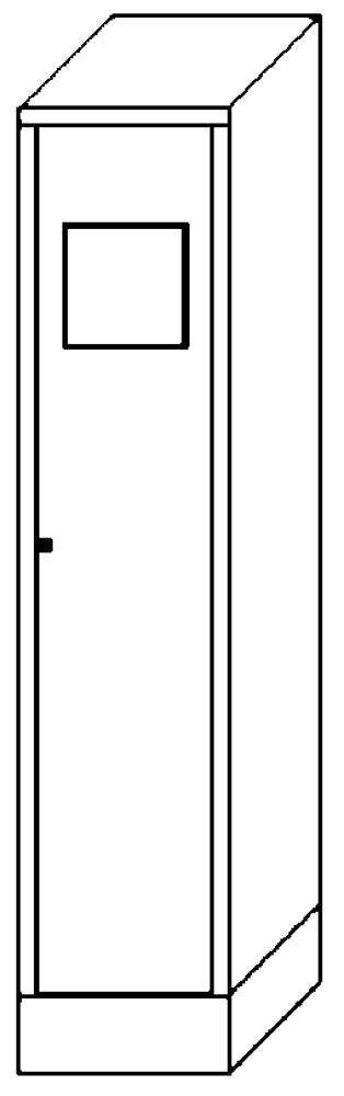 Wäschesammelschrank, Sockel, Einwurfklappe, 7 Haken für Wäschesack, Zylinderschloss, BxTxH 400x500x1850 mm, RAL 7035/5010