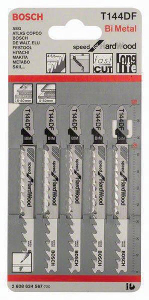 Stichsägeblatt T 144 DF Gesamtlänge 100 mm Zahnteilung 4 -5,2 mm BiM 5 Stück / Karte