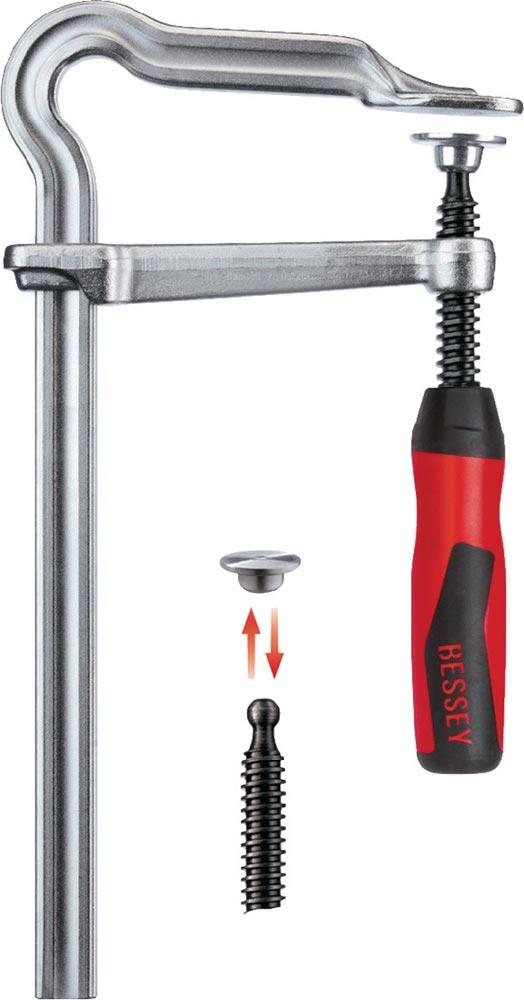Ganzstahlschraubzwinge OMEGA Spannweite 600 mm Ausladung 120 mm 2-K-Griff