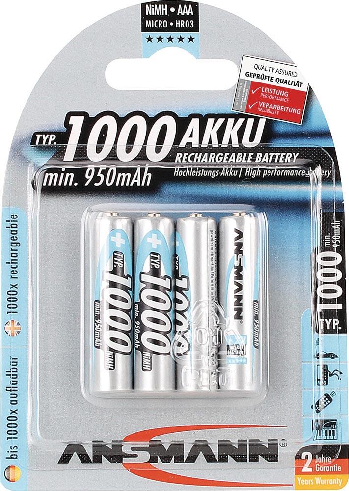 Akkuzelle 1,2 V 1000 mAh R03-AAA-Micro HR03 4 4St./Blister