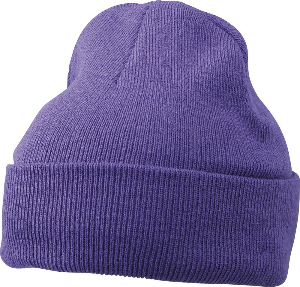 Stickmütze klassisch, Knitted Cap, dark-purple