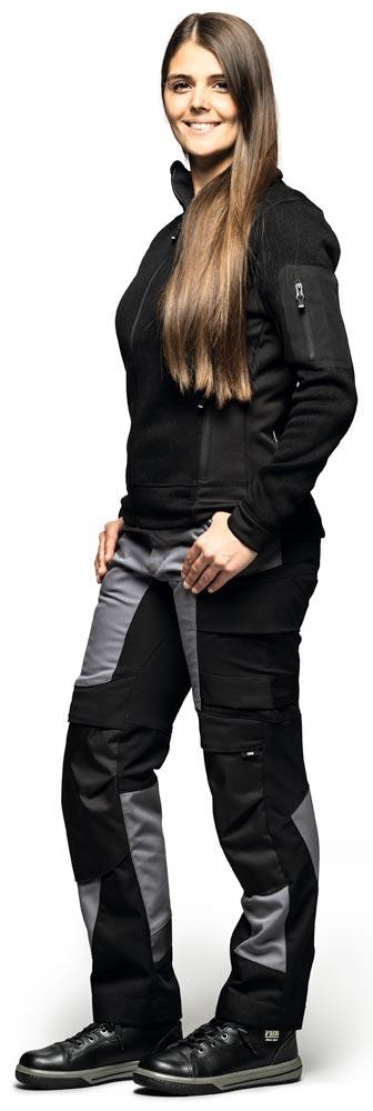 Damen-Strick-Fleece-Jacke MARIEKE, grau-schwarz Gr. 3XL