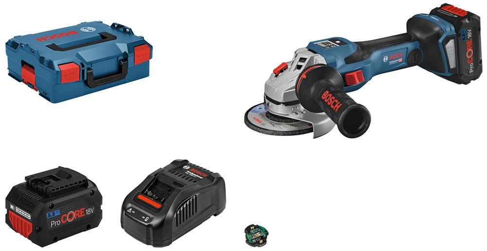 BOSCH Akku-Winkelschleifer GWS 18V-15 SC, 2x5.5Ah ProCORE18V, GAL 1880 CV L-BOXX 136