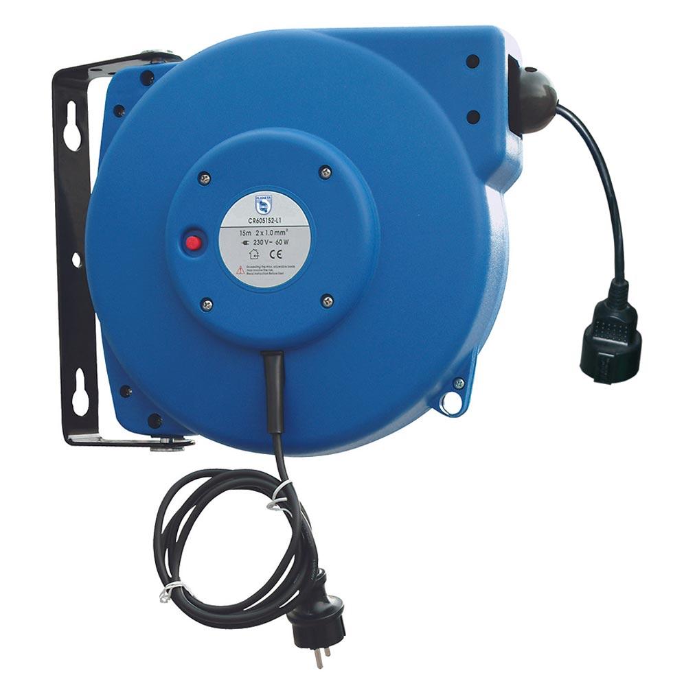 Kabelaufroller, geschlossene Ausführung, Kabel H07RN-F3G 1,5, Schutzart IP 42, Kabellänge 20 m
