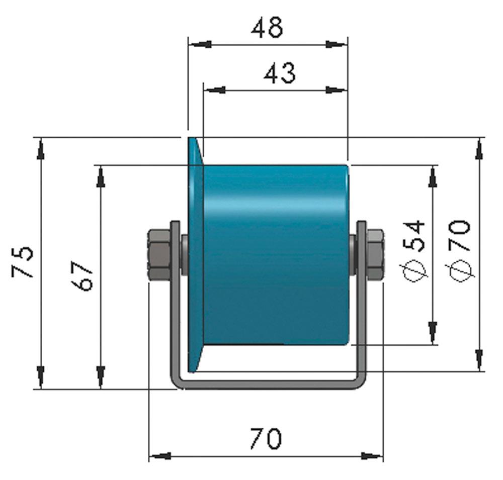 Colli-Rollenschiene, Profil 50/58/50x2,5 mm, verz., Doppel-Stahlr. KS-ummantelt m. Spurkranz, Traglast 40 kg/Rolle, Bauhöhe 67/75 mm, Achsabst. 133 mm