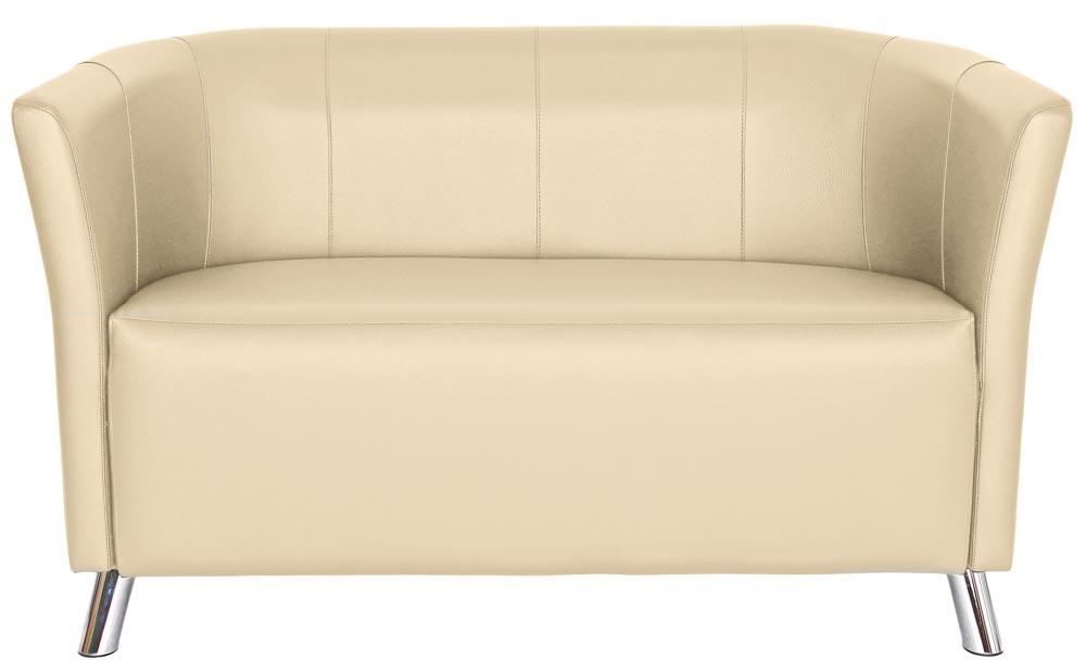 Sofa Club PLUS, 2-sitzer, BxTxH 1270x600x760 mm, Sitz BxT 1060x480 mm, Kunstleder, creme, Füße verchromt
