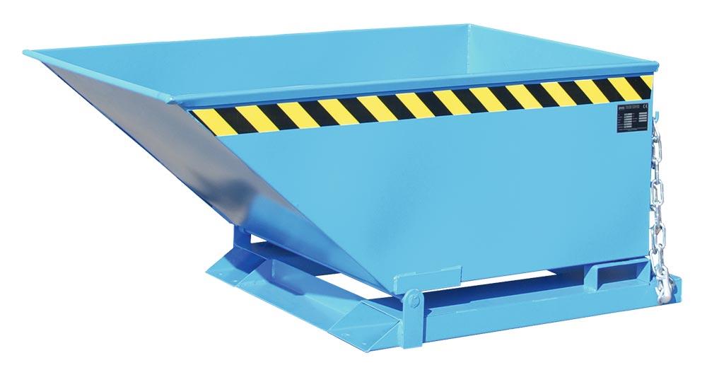 Kippmulde, Volumen 0,25 cbm, LxBxH 1375x670x530 mm, niedrige Mulde, lackiert RAL 5012 lichtblau