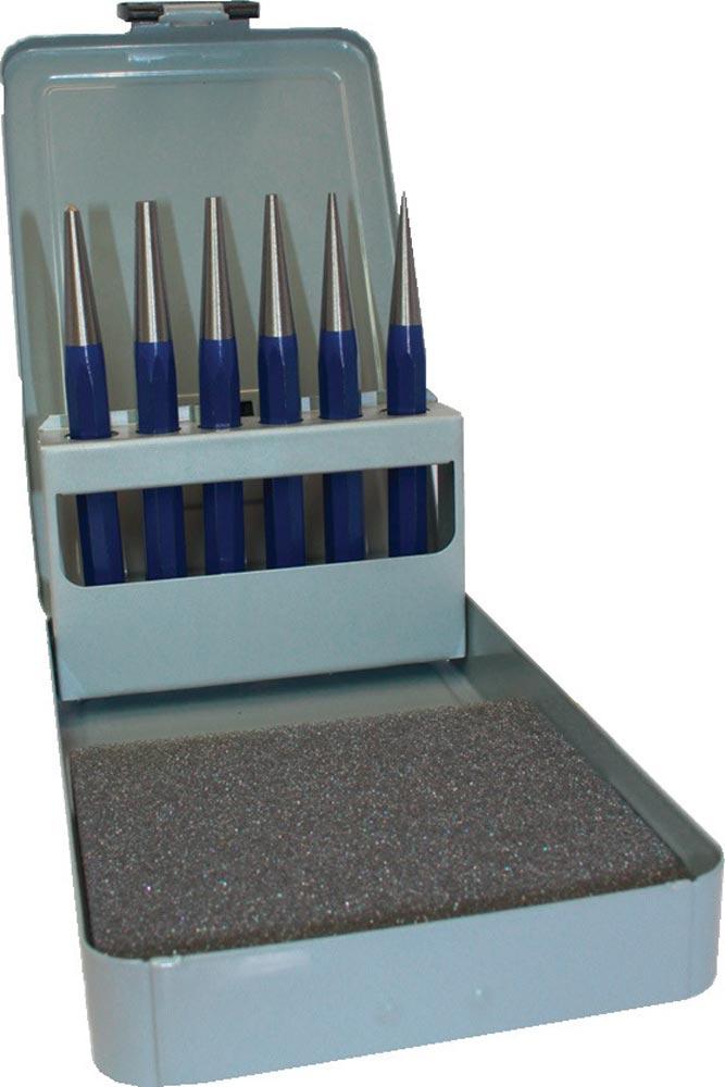 Durchtreibersatz 6 teilig 1-2-3-4-5 + Körner-D. 4 mm Metallkassette