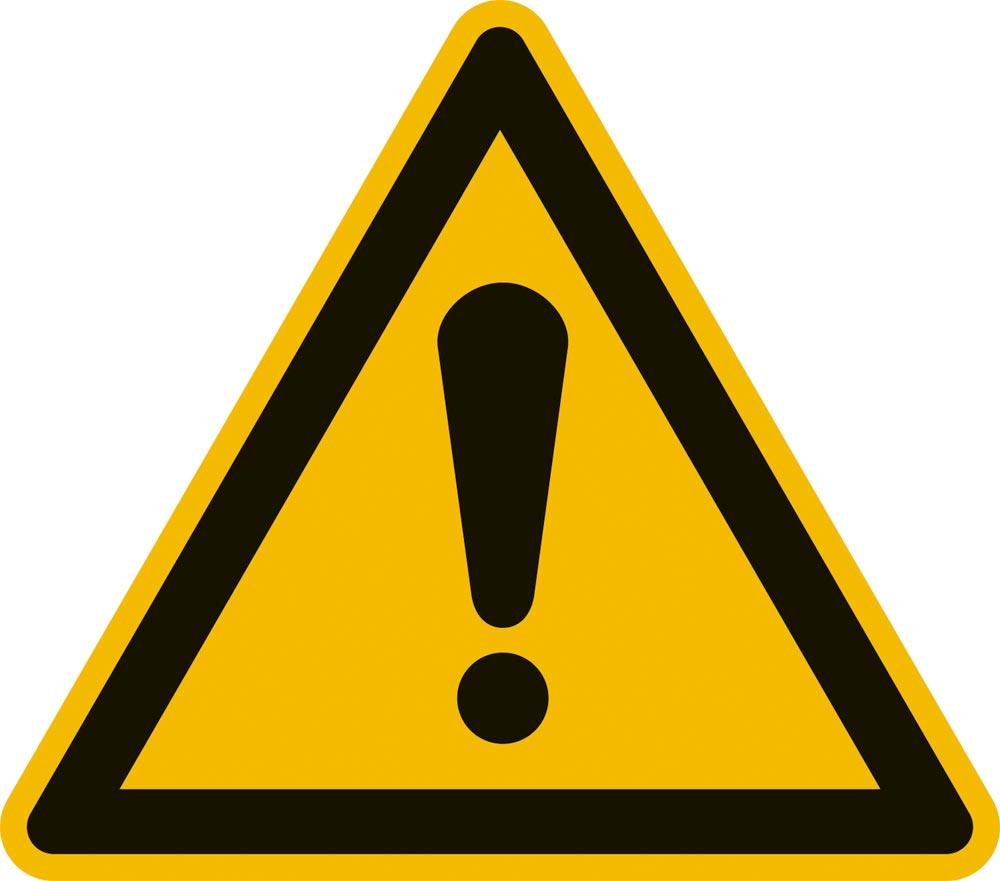 Warnschild, Warnung vor einer Gefahrenstelle, Folie, 50 mm, VE Bogen mit 6 Stück
