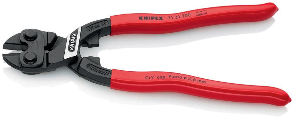 Kompaktbolzenschneider CoBolt® Länge 200 mm Kunststoffüberzug gerade 3,6 mm mit Aussparung weich 6 mm mittel 5,2 mm hart 4 mm