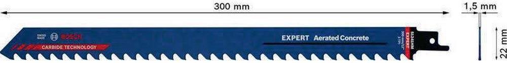 Säbelsägeblatt Expert Aerated Concrete Länge 300 mm Breite 22 mm Zahnteilung TPI 3 8,5 mm S-Schaft 1 Stück / Karte