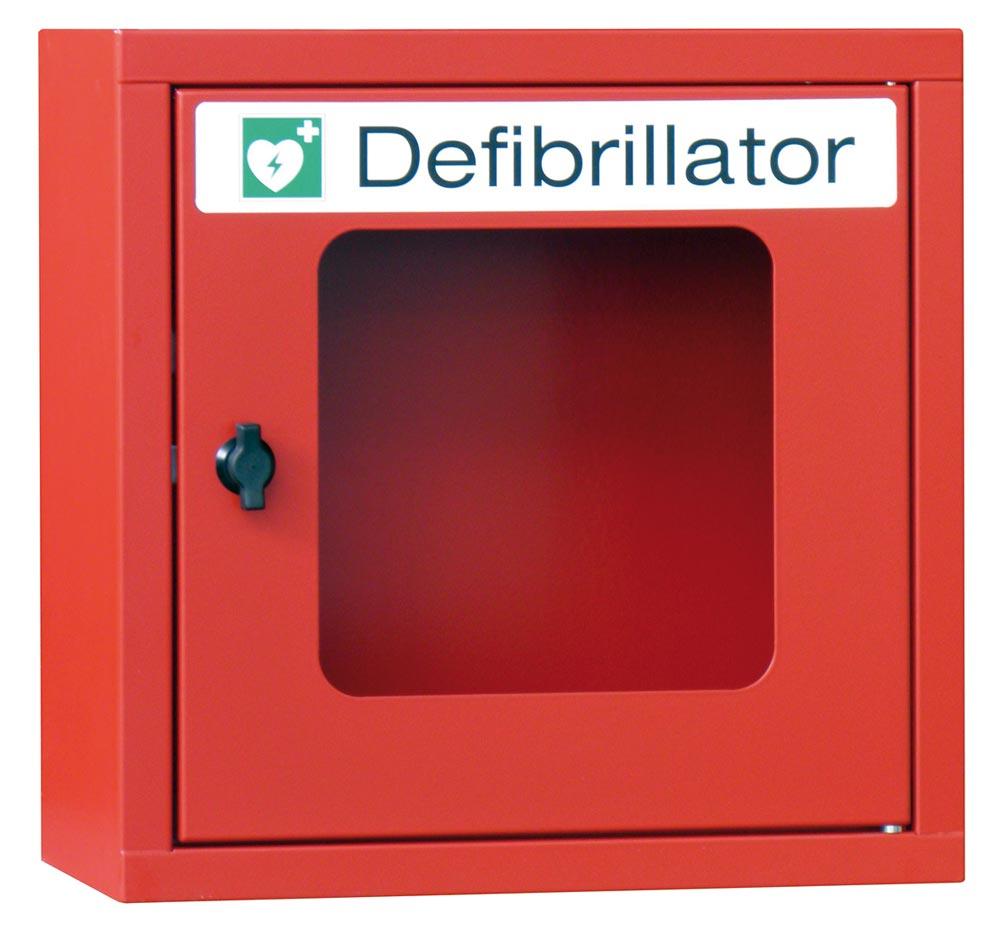 Defibrillatorenschrank mit 1-facher Alarmfunktion,Sichtfenster und Drehverschluss, inkl. 9V-Batterie, BxTxH 400x220x400 mm, RAL 3000
