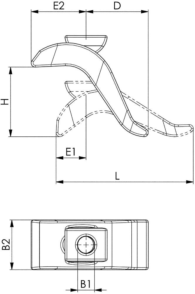Spannpratze Nr. 6321 für T-Nut 14 mm Spannhöhe 0-50 mm M12 x 14 x 125 mm