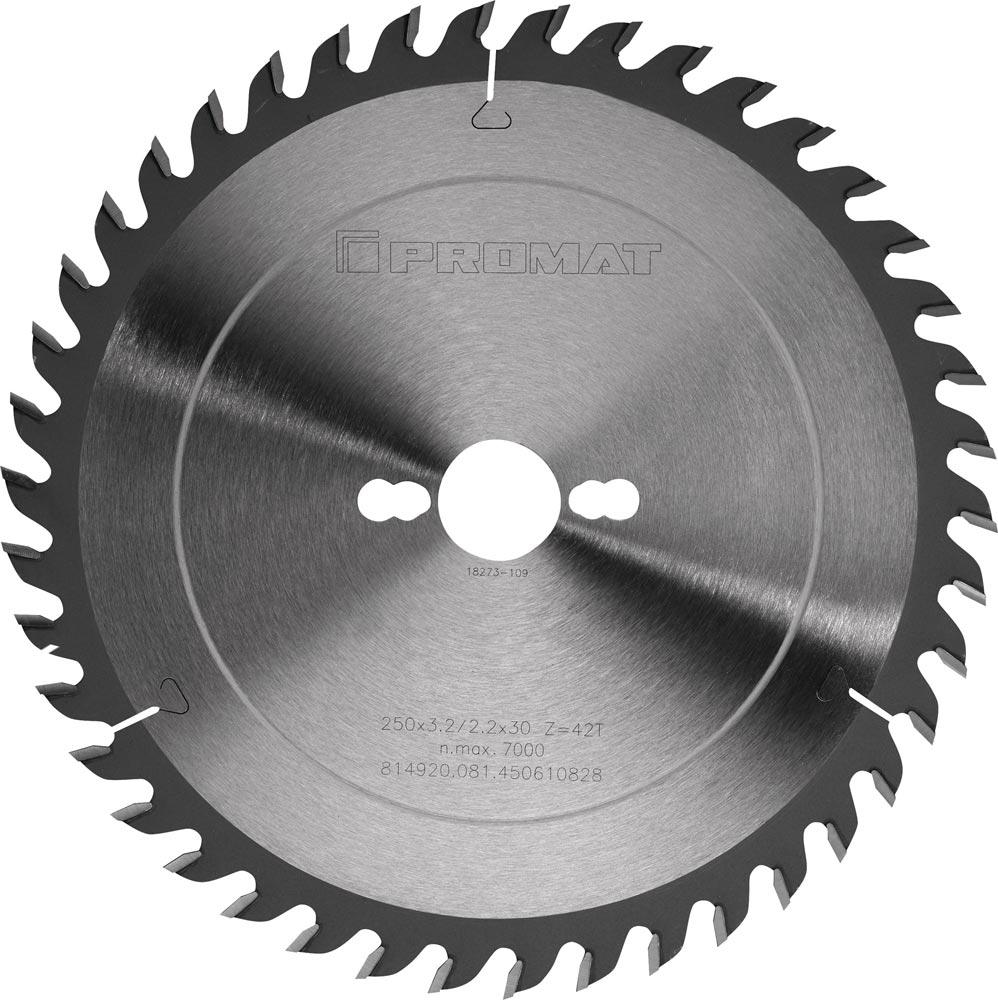Präzisionskreissägeblatt Außen-Ø 250 mm Zähnezahl 42 WZ Bohrung 30 mm Schnittbreite 3,2 mm Hartmetall